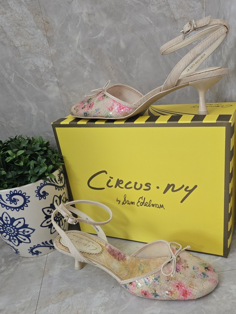 Circus NY by Sam Edelman Rosetta Floral Sequin Bow Kitten Heel Pumps Sz 8.5 NIB